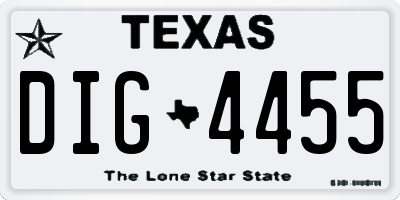 TX license plate DIG4455