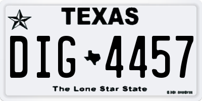 TX license plate DIG4457