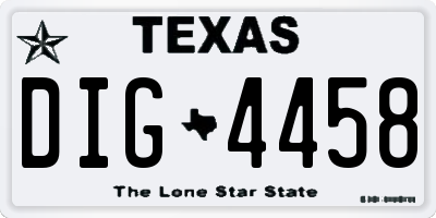 TX license plate DIG4458