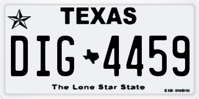 TX license plate DIG4459