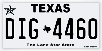 TX license plate DIG4460