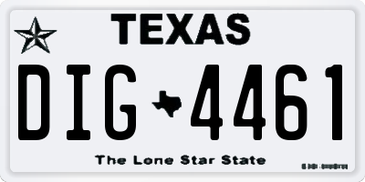 TX license plate DIG4461