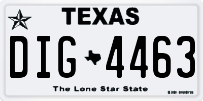 TX license plate DIG4463