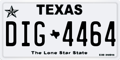 TX license plate DIG4464