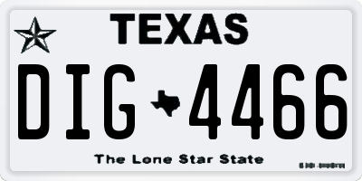 TX license plate DIG4466