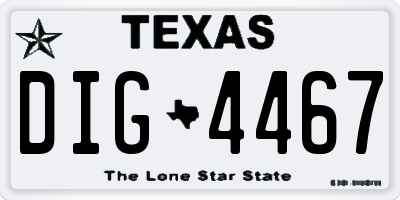 TX license plate DIG4467