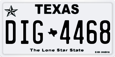 TX license plate DIG4468