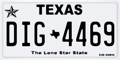 TX license plate DIG4469