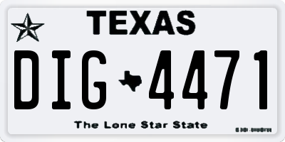 TX license plate DIG4471