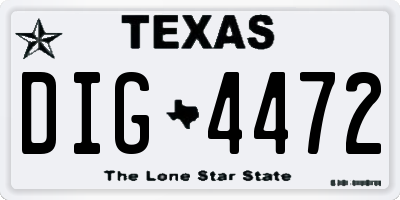 TX license plate DIG4472