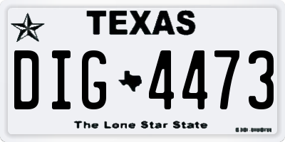 TX license plate DIG4473