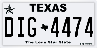 TX license plate DIG4474