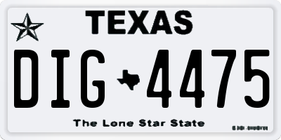 TX license plate DIG4475