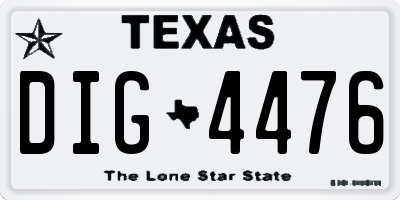 TX license plate DIG4476
