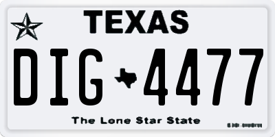 TX license plate DIG4477