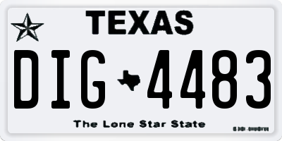 TX license plate DIG4483