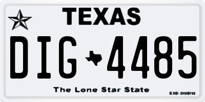 TX license plate DIG4485