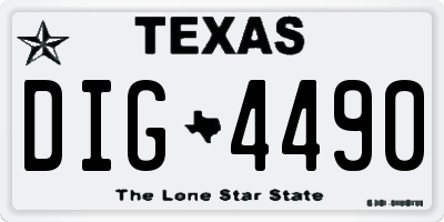 TX license plate DIG4490
