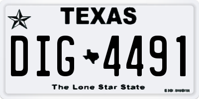 TX license plate DIG4491