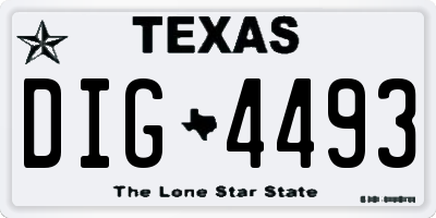 TX license plate DIG4493