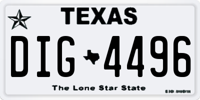 TX license plate DIG4496