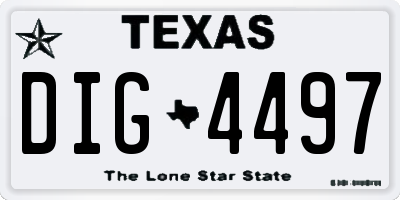 TX license plate DIG4497