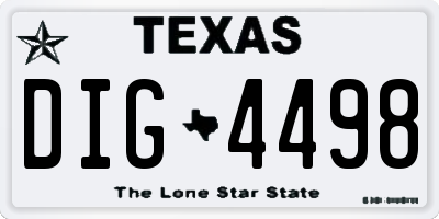 TX license plate DIG4498