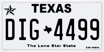TX license plate DIG4499