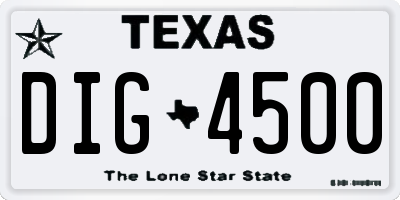 TX license plate DIG4500