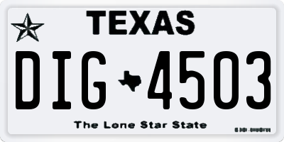 TX license plate DIG4503