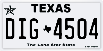 TX license plate DIG4504