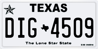 TX license plate DIG4509