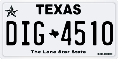 TX license plate DIG4510