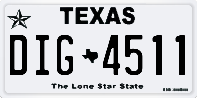 TX license plate DIG4511