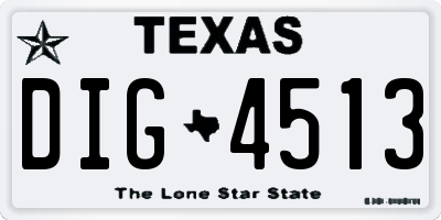 TX license plate DIG4513