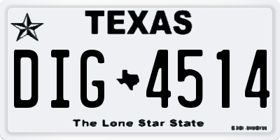 TX license plate DIG4514