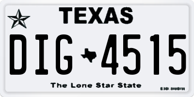 TX license plate DIG4515