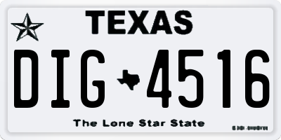 TX license plate DIG4516