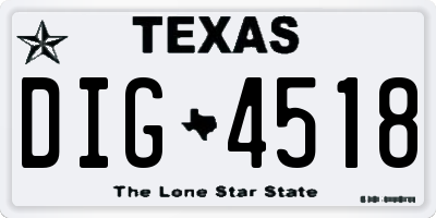 TX license plate DIG4518