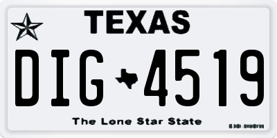 TX license plate DIG4519
