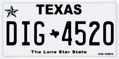 TX license plate DIG4520