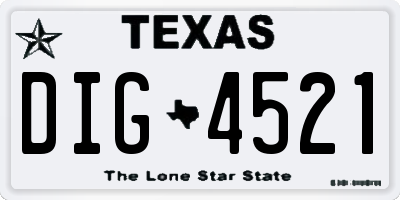 TX license plate DIG4521