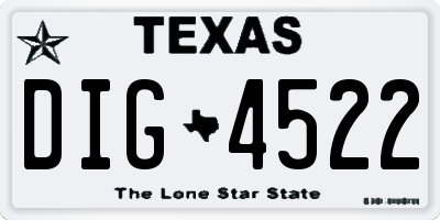 TX license plate DIG4522