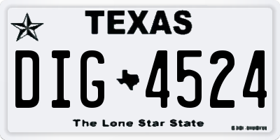 TX license plate DIG4524