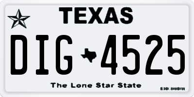 TX license plate DIG4525