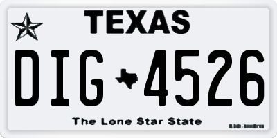 TX license plate DIG4526