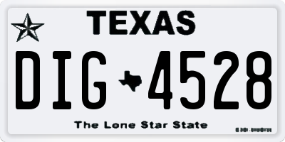 TX license plate DIG4528