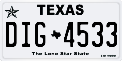 TX license plate DIG4533