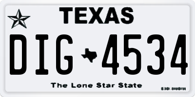 TX license plate DIG4534