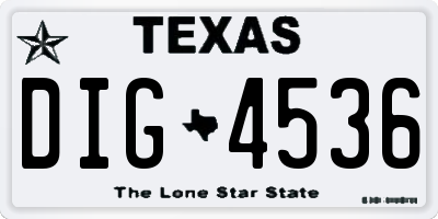 TX license plate DIG4536